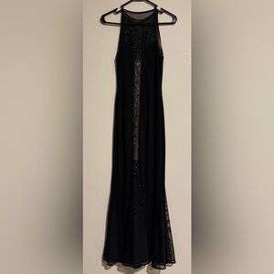 EUC Niki Lavis Vintage Black Mesh Embellished Formal Dress size small